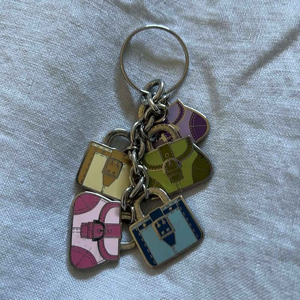 Vintage Coach enamel keychain with 5 mini coach bags / purses